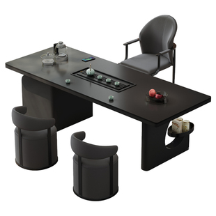 高级感别墅老板办公一体接待泡茶台轻奢现代高端岩板茶桌椅组合