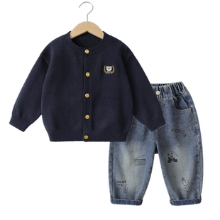 右欧男童套装外套牛仔裤春装宝宝两件套女童春季新款衣服儿童童装