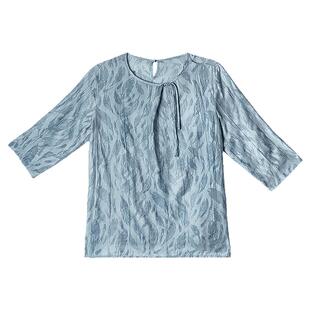 布景衬衫女夏季新品国风新中式七分袖圆领套头衬衣小衫0684