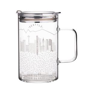 1000ml玻璃水杯男生超大容量吸管杯透明带把夏季耐高温创意大茶杯