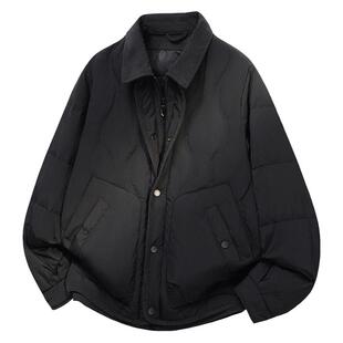 罗蒙翻领轻薄款羽绒服男士2026新款冬季保暖休闲潮流工装外套男款