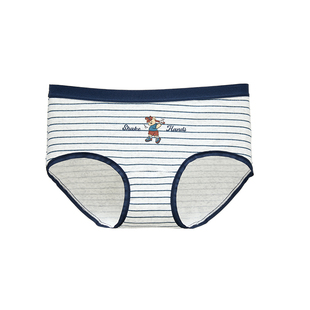 六只兔子3条装棉质内裤女10A抑菌全棉裆中腰不夹臀学院风三角裤