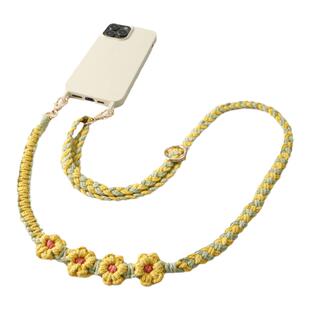 杰米波西米亚手工编织手机绳斜挎可调节斜跨花朵菊花小雏菊手机链