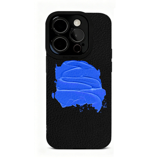 蓝漆笔触艺术适用苹果17 16 15 14 13 12 11手机壳华为mate70 60 50 40 30创意p80全包nova14荣耀400小众防摔