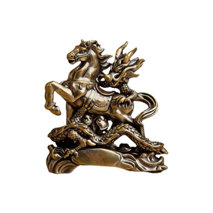 纯黄铜龙马精神雕像摆件办公居家桌面茶宠书架家居装饰铜器工艺品