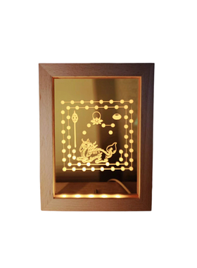 古籍传承精雕佛灯摆件USBLED实木夜灯展灯地藏灯图九莲灯图吉祥灯