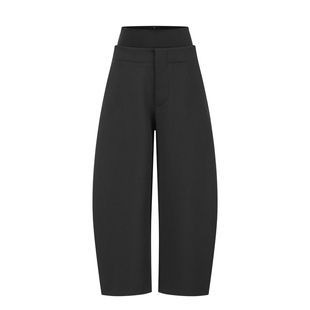 【deepmoss】hug 2025秋冬新款雾黑色层次腰头羊毛混纺香蕉裤