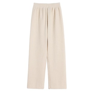 白色秋冬季加绒加厚窄版阔腿裤子女直筒休闲垂坠感百搭小个子长裤