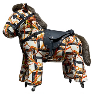 法式风情滑行儿童木马周岁生日玩具礼物家居装饰创意马鞍皮小马凳