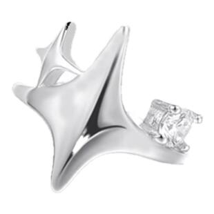 srrmhyns925纯银四芒星耳夹女几何星芒闪钻星星免打孔无耳洞耳饰