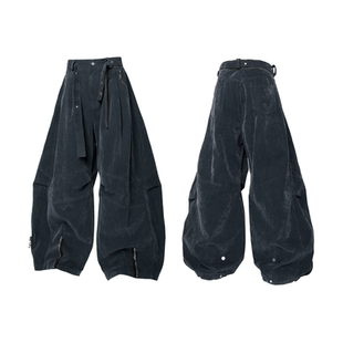 RELABEL 空间关系（绒花）肌肉线条分割植绒弯刀廓形双形态牛仔裤