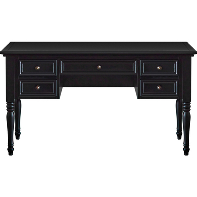 萨洛美美式黑色实木电脑桌书桌