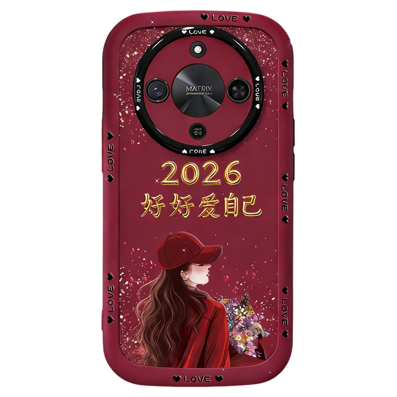 2026好好爱自己适用荣耀x70手机壳新款简约高级感荣耀x60/x50外壳网红爆款带手绳适用荣耀500防摔手机套女款