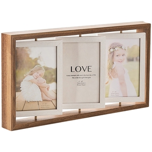 创意6寸7寸木质双面旋转相框摆台相架多张三联空框组合照片墙装饰