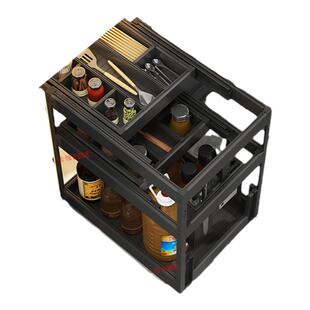 新款刀架三层调料调味拉篮抽屉式铝合金厨房橱柜工具拉篮阻尼缓冲