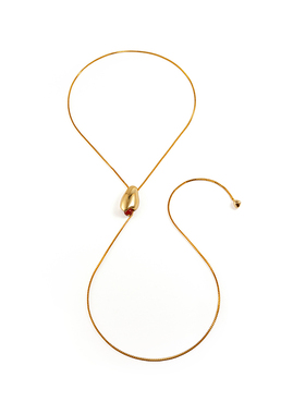 盐岛水滴抽拉长项链虎眼石金色毛衣链吊坠长款叠戴小众精致配饰女