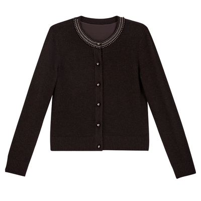 【1996系列】YINER音儿2025冬季新款羊绒羊毛混纺珠钻圆领针织衫