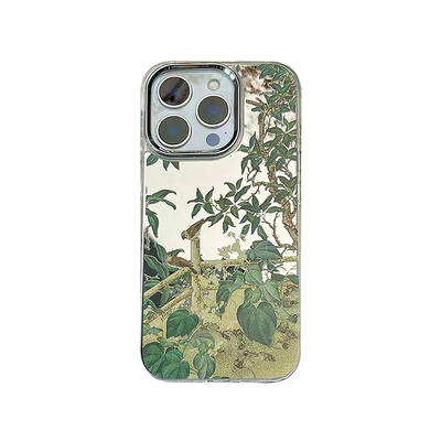 镜面花鸟 言西原创国风新中式画软镜面硅胶适用于苹果手机壳华为小众高级感iphone16promax新款15pro好看1413