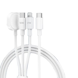 品胜三合一快充数据线16充电线适用于苹果iwatchs1-11代手表iPhone17手机华为安卓iPad平板笔记本typec三头线