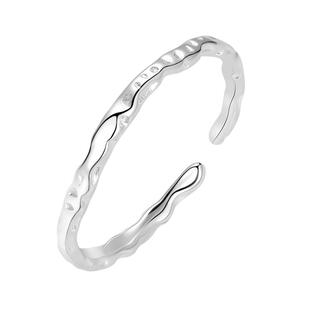 925纯银糖纸戒指女夏轻奢小众设计高级食指戒素圈指环开口戒尾戒