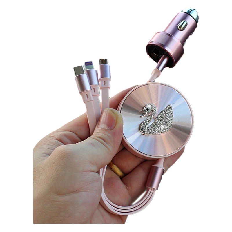 100W车载充电器快充汽车用usb点烟器转换插头一拖三手机超级车充