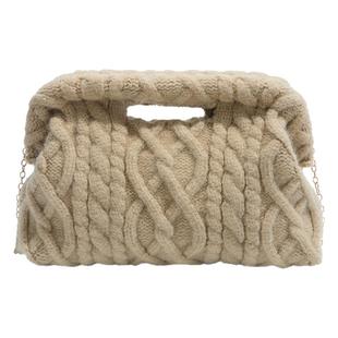 秋冬季超火小众毛线针织包包女2025新款百搭链条斜挎包超火口金包