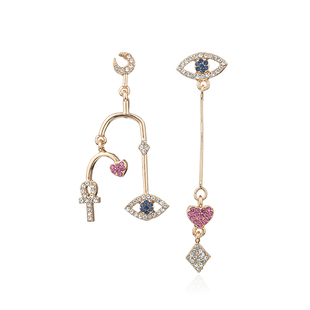 925银针恶魔之眼周冬雨同款耳环气质长款个性吊坠不对称少女心