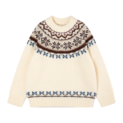 MUCMUKN【北欧落雪】复古羊毛混纺费尔岛提花毛衣男女童25冬新款