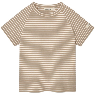 GLOWNY 24夏季新款修身条纹正肩辣妹收腰短袖圆领T恤韩国代购
