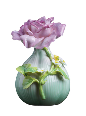 东方泥土非遗玫瑰瓷花瓶摆件