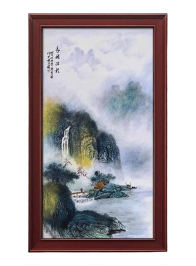 景德镇纯手绘长桥波影山水瓷板画