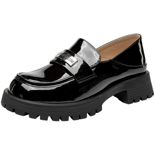 意尔康厚底乐福鞋真皮2026春季款一脚蹬小皮鞋英伦学院风单鞋女