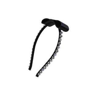 重工黑色缎面蝴蝶结水钻发箍儿童精致公主压发发卡高级感头箍发饰