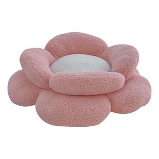 Protectme花朵猫窝秋冬保暖小型犬狗窝双面用软糯四季宠物窝睡垫