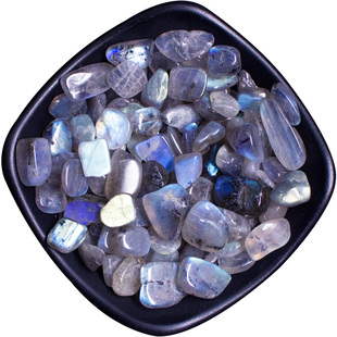 天然灰月光石碎石冰种蓝月光石高光玻璃体裸宝石灰月光拉长石原石