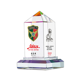 退伍纪念品定制里程碑送战友老兵兄弟的水晶摆件退役礼品聚会留念