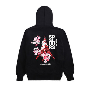 正品现货SSUR联名ICONSLAB秋冬东京塔樱花连帽卫衣男情侣潮牌帽衫