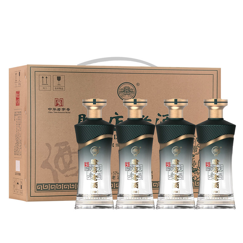 河南名酒赊店老酒F30礼盒装52度绵柔型白酒纯粮酿造500ml*4瓶礼盒