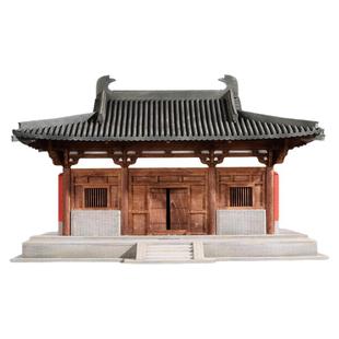 木质南禅寺古建筑模型成品新中式装饰摆件书房玄关微缩模型微景观