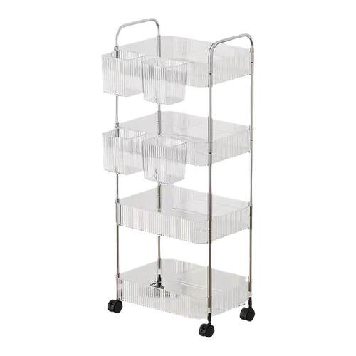 亚克力零食置物架落地多层可移动小推车化妆品柜子卧室客厅收纳架