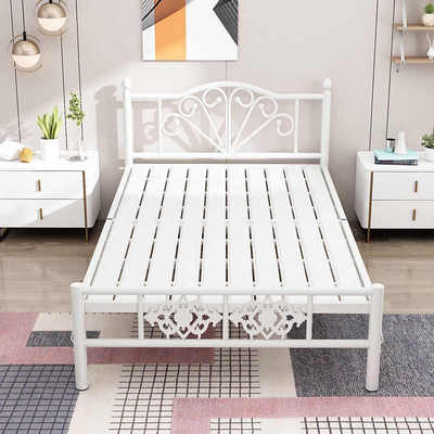 单人折叠床家用1.2米午休简易床加固便携铁艺床办公室硬板钢丝床