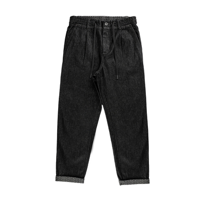 朴术冬季保暖亲肤黑色牛仔裤