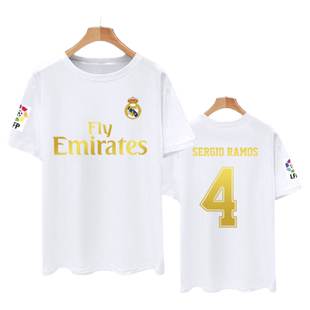 皇马队服短袖t恤衫男士本泽马阿扎尔足球衣服拉莫斯球迷服半袖体
