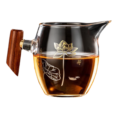 加厚木把玻璃公道杯耐热茶