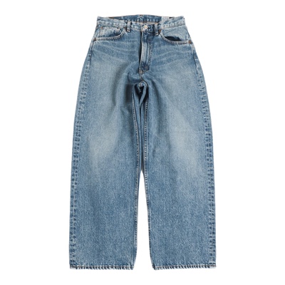 乡村风宽松直筒牛仔裤重度水洗