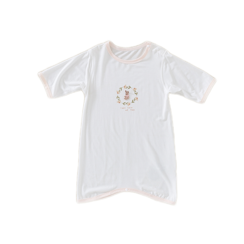 夏季婴儿睡袋睡衣连体衣服女宝宝长袖空调服夏天家居防踢被莫代尔