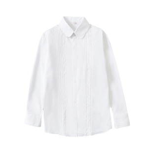 冬季加绒保暖白色女长袖衫济南历下初中女生校服同款蕾丝龙德锦屏