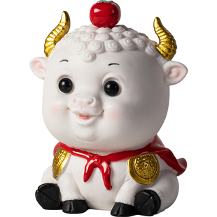 牛市大涨陶瓷牛摆件股票吉祥物办公室生肖牛装饰品摆设牛气冲天