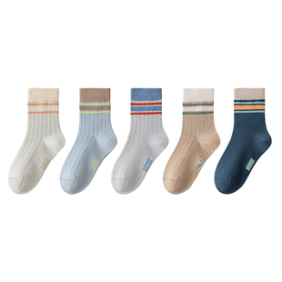 儿童袜子男童春秋纯棉a类中筒袜秋冬男孩防臭吸汗棉袜大童无骨袜