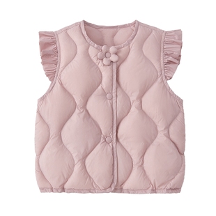[抗菌绒远红外]女童羽绒马甲外穿宝宝秋冬轻薄款冬装儿童保暖上衣
